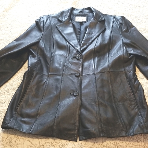 Lambskin black leather fully lined vintage Worthington princess seamed blazer - Picture 6 of 9